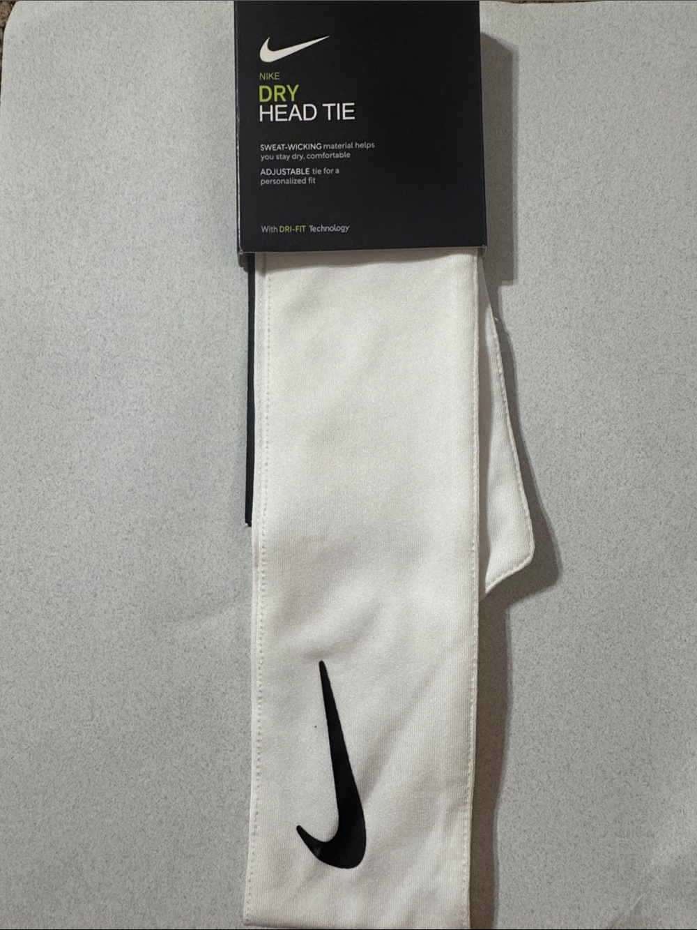 Nike White Headband with Black Swoosh NWT